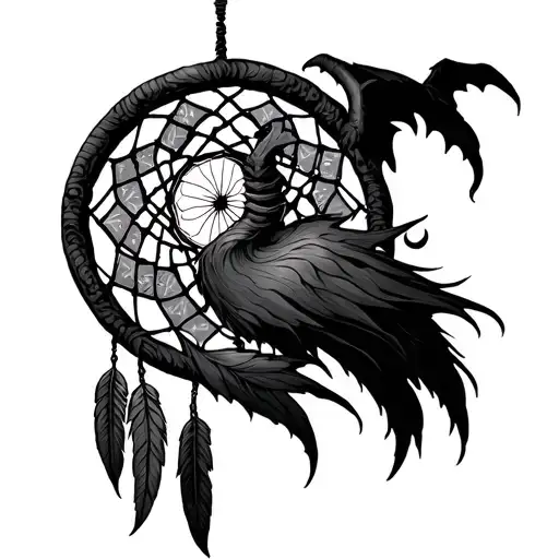 devil comming through dream catcher  tattoo design idea