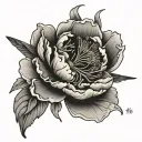 hummingbird peony tattoo design idea