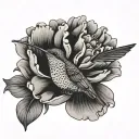 hummingbird peony tattoo design idea