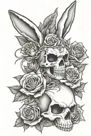playboy bunny skulls and roses tattoo design idea