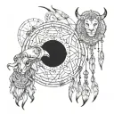 Zodiac signs Leo and Taurus as dream catchers. tattoo design idea