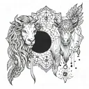 Zodiac signs Leo and Taurus as dream catchers. tattoo design idea