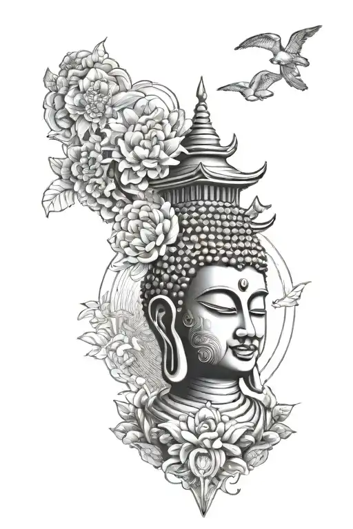 Buddhism, Travel, Mental Wellness tattoo design idea