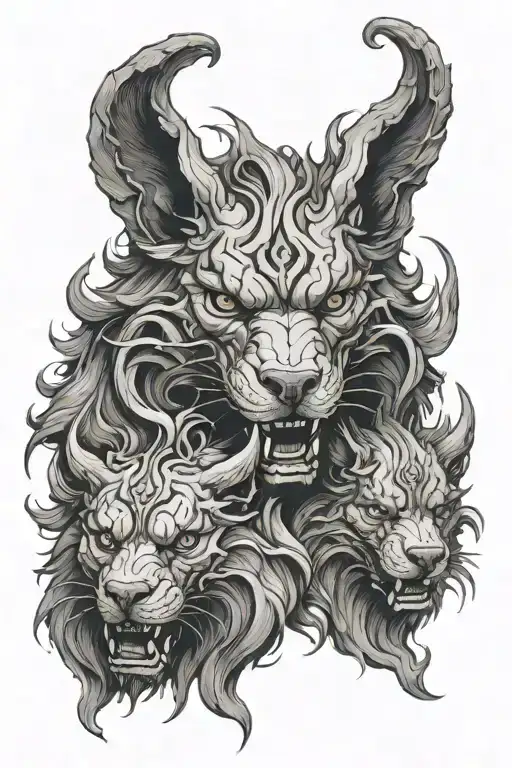 hades cerberus realism blackwork tattoo design featuring tattoo design idea