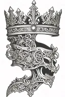 king arthur excalibur crown tattoo design idea