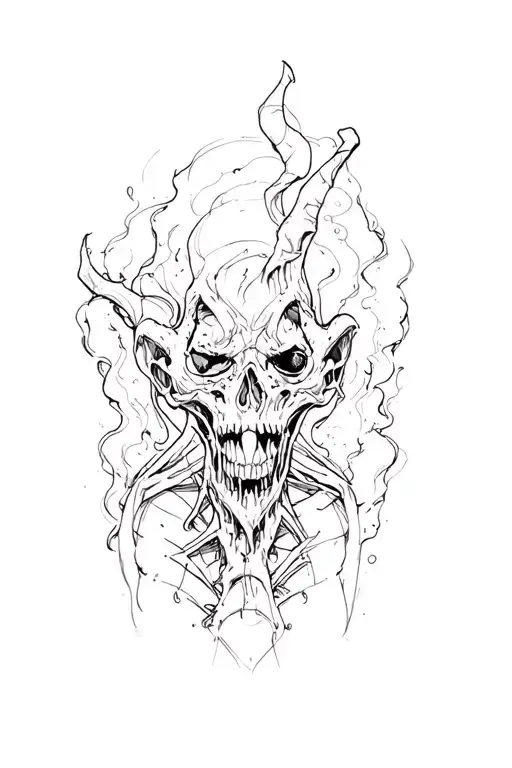 The sins of greed and laziness in IT style tattoo design idea