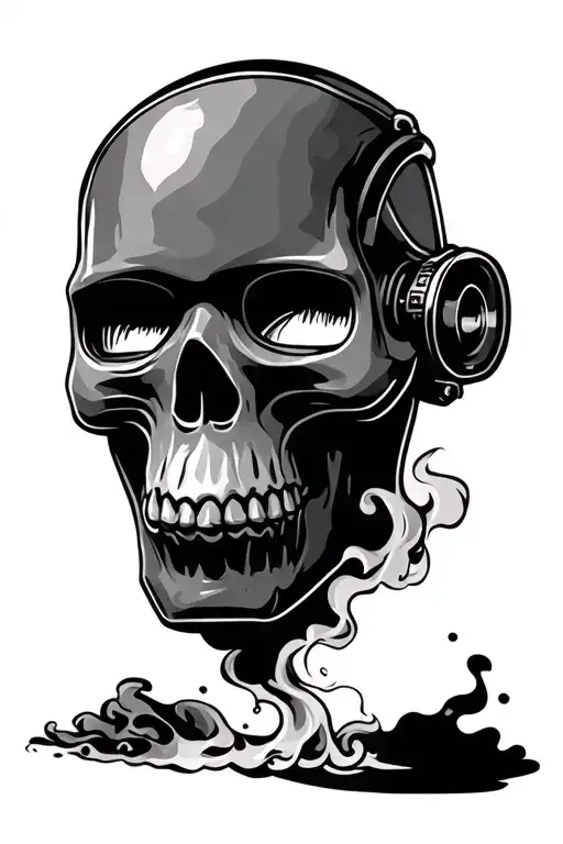 welding mask skull wearing smokeing tattoo design idea