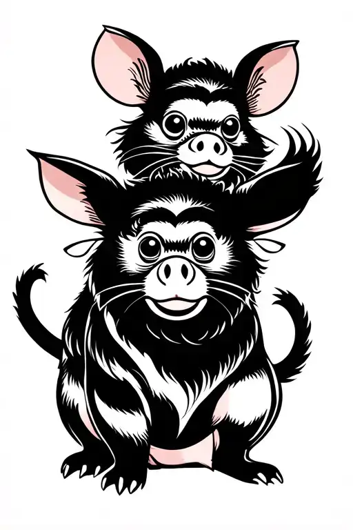 Chinese Zodiac Animal - Rat, Pig and Monkey tattoo design idea