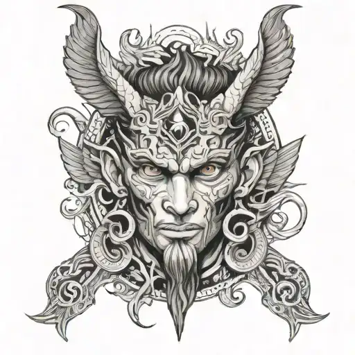 lucifer with illuminati eye tattoo design idea
