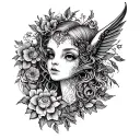 victorian style tattoo featuring whimsical fantasy creatures tattoo design idea