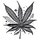 glitched weed leaf and trippy mushrooms tattoo tattoo design idea