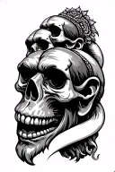 three wise monkeys, skull tattoo design idea
