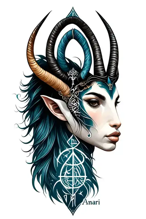 "Amari" "Amari" Gemini and Capricorn zodiac sign tattoo design idea