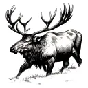 bull elk calling in the forest tattoo design idea