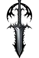 long dagger on the forest, covered blood, elf tattoo design idea