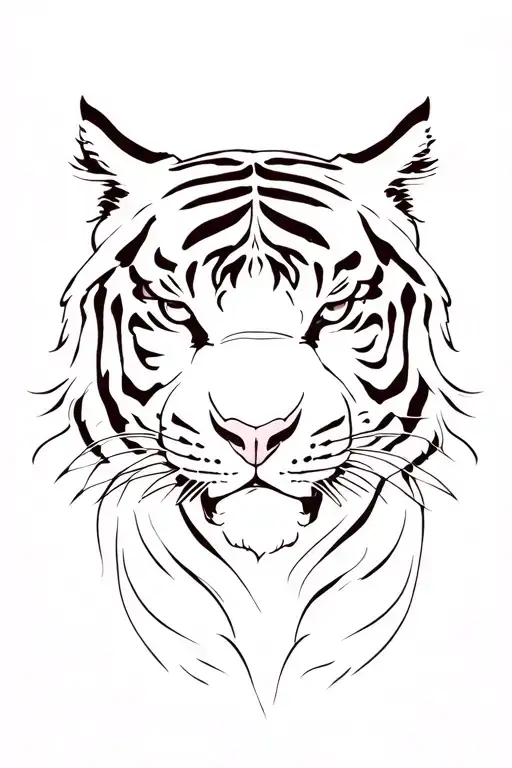 fineline asian tiger peaceul tattoo design idea