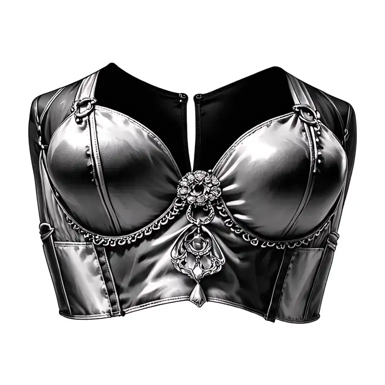 chastity metal bra tattoo design idea