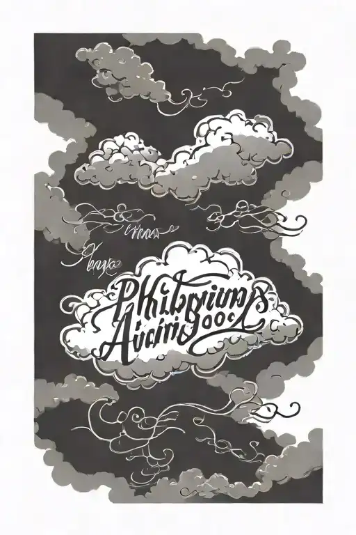 Philippians 4:13 written in cursive with clouds tattoo design idea
