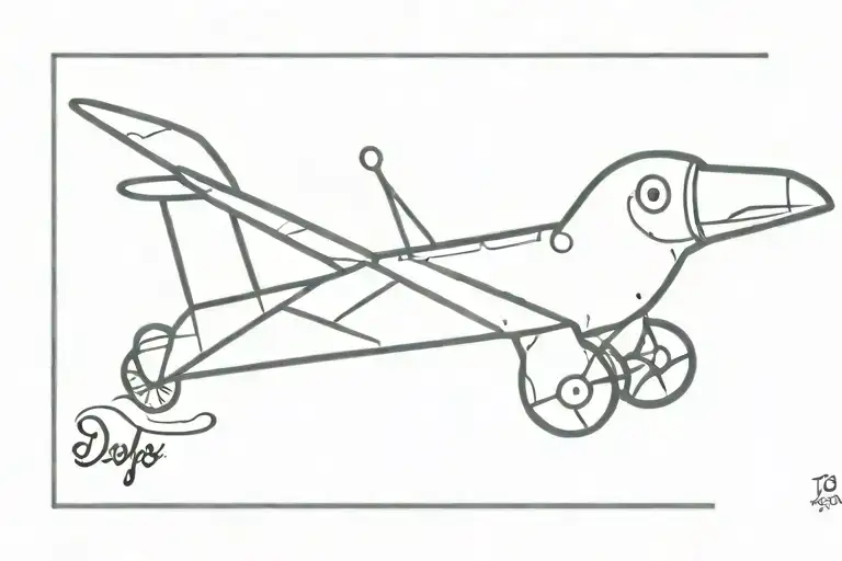 dodo in a plane tattoo design idea