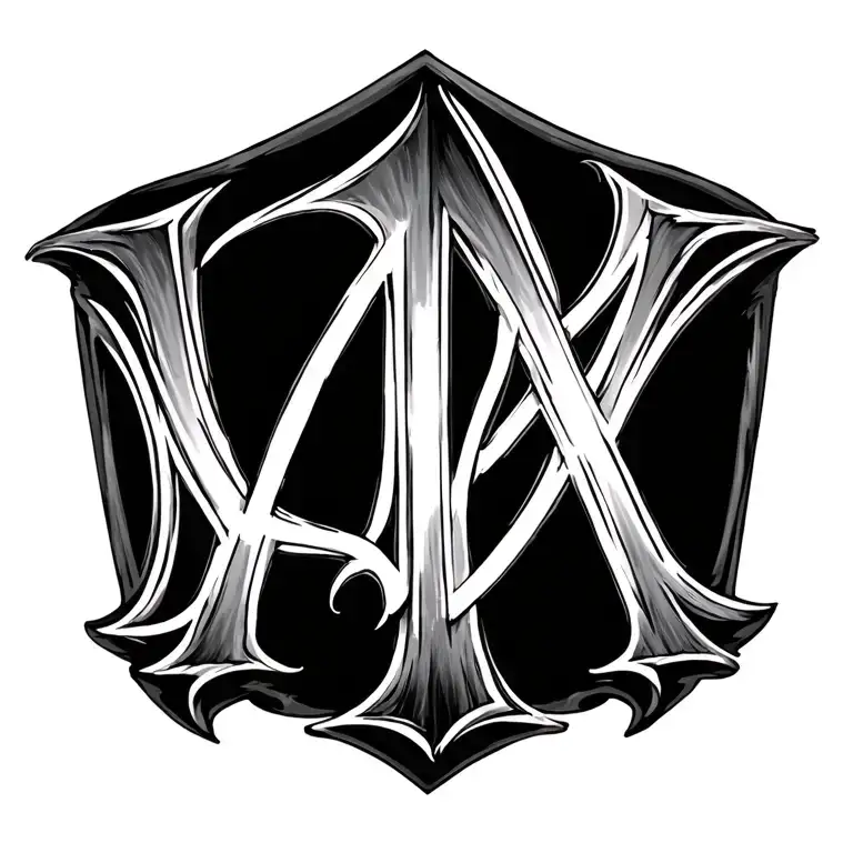 Letter M three times connected by a line forming the letter L tattoo design idea