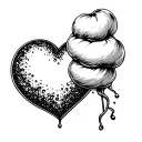 cotton candy heart tattoo design idea