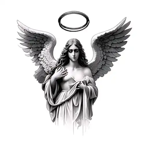 seraphim angel with halo neck tattoo tattoo design idea