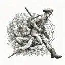 Anzac theme leg sleeve tattoo design idea