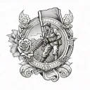 Anzac theme leg sleeve tattoo design idea