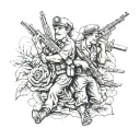 Anzac theme leg sleeve tattoo design idea