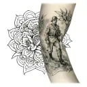 Anzac theme leg sleeve tattoo design idea
