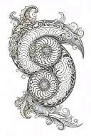 Fractal nautilus shell surrounded by swirling tattoo design idea
