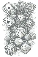 gambling, poker, dice, money, billiards tattoo design idea
