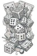 gambling, poker, dice, money, billiards tattoo design idea