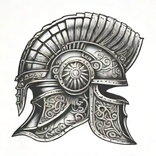 Gladiator helmet with Roman numerals representing important dates tattoo design idea