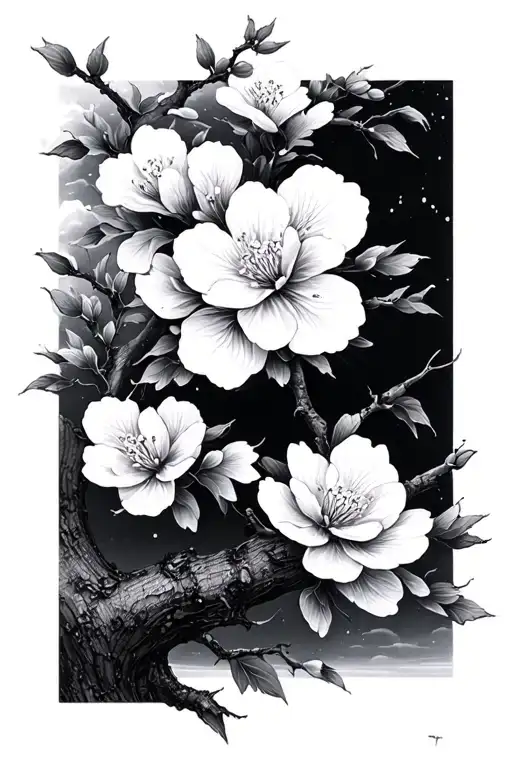 Japanese cherry blossom tattoo design idea