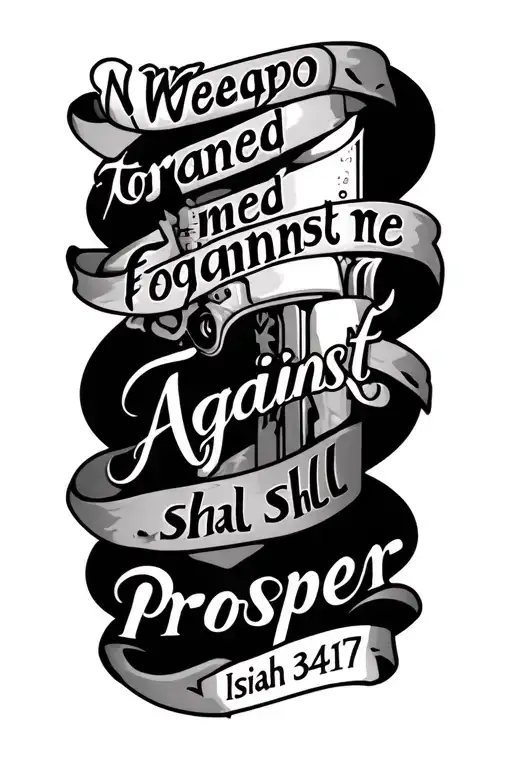 No weapon formed against me shall prosper tattoo Isiah 54:17 tattoo design idea