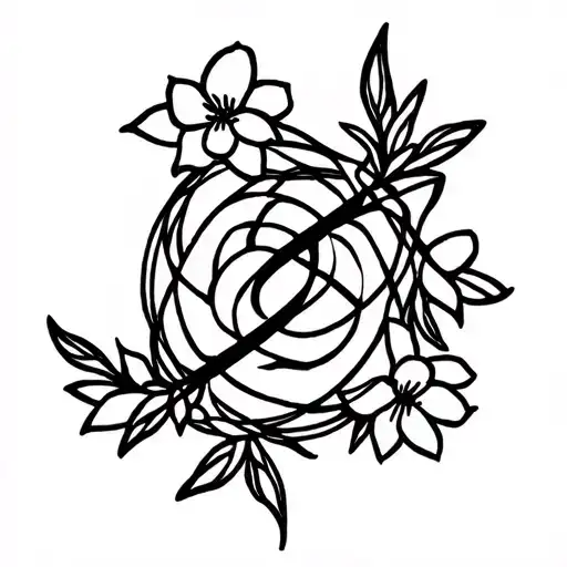 fairy tail symbol outline with flowers intertwined tattoo design idea