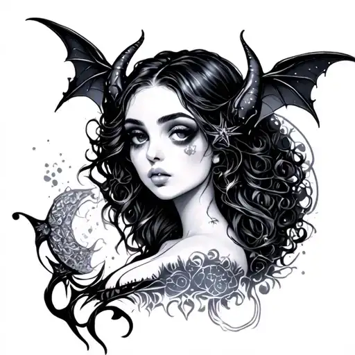 starry succubus womb tattoo tattoo design idea