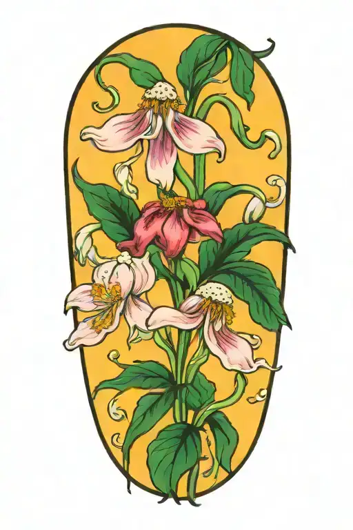 snowdrop, rose, marigold, octopus tentacles tattoo design idea