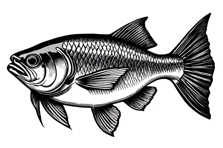 petite sardine simple line drawing tattoo design idea