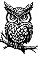 owl perched on tree branch tattoo design idea