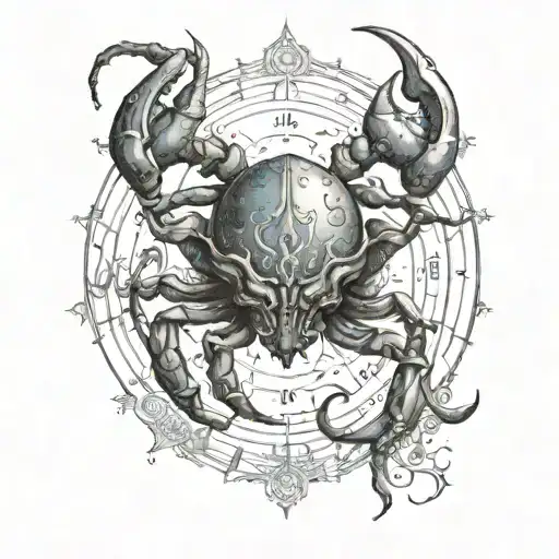 69 Cancer zodiac sign tattoo design idea