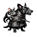 samurai dog with samurai rat tattoo design idea