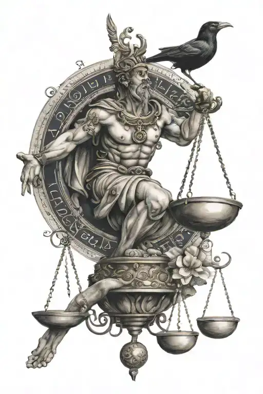 Libra zodiac sign mixed with st jude palencar tattoo design idea