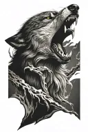 wolf growling tattoo design idea