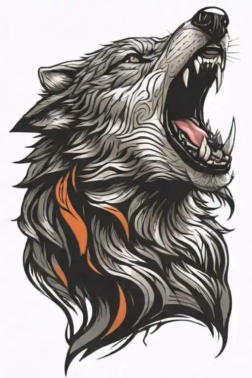 wolf growling tattoo design idea
