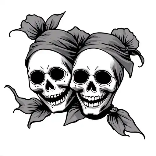 sugar skulls laugh now cry later with bandana on forehead  tattoo design idea
