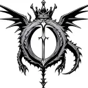 Resilence symbol with crown on top and dragon talons and wings around it. tattoo design idea