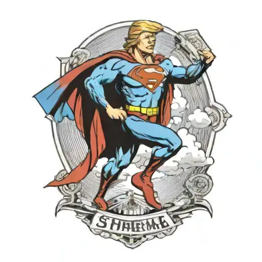 Donald Trump in Superman outfit tattoo design idea