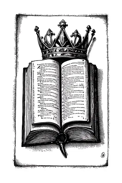 open bible with a crown on inner bicep tattoo tattoo design idea
